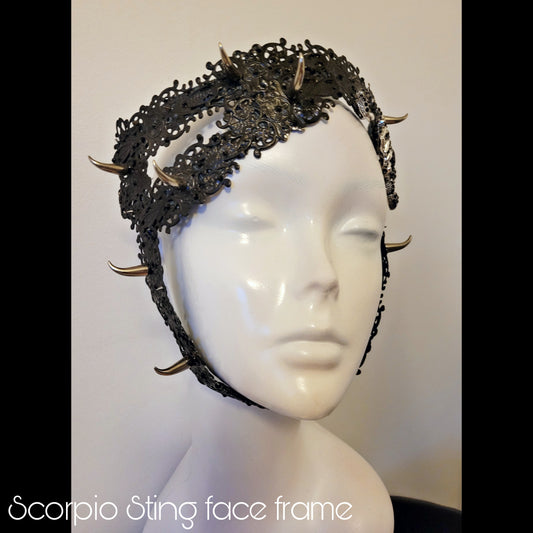 Scorpio Sting face frame, wearable art headpiece