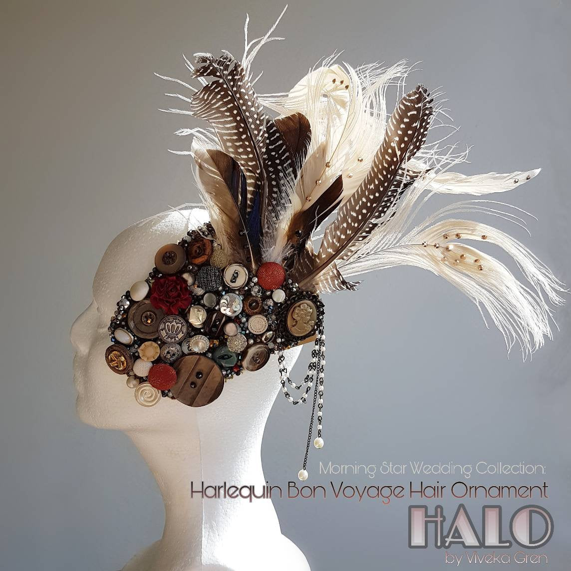 Harlequin Collection: The Harlequin Bon Voyage bridal hair ornament
