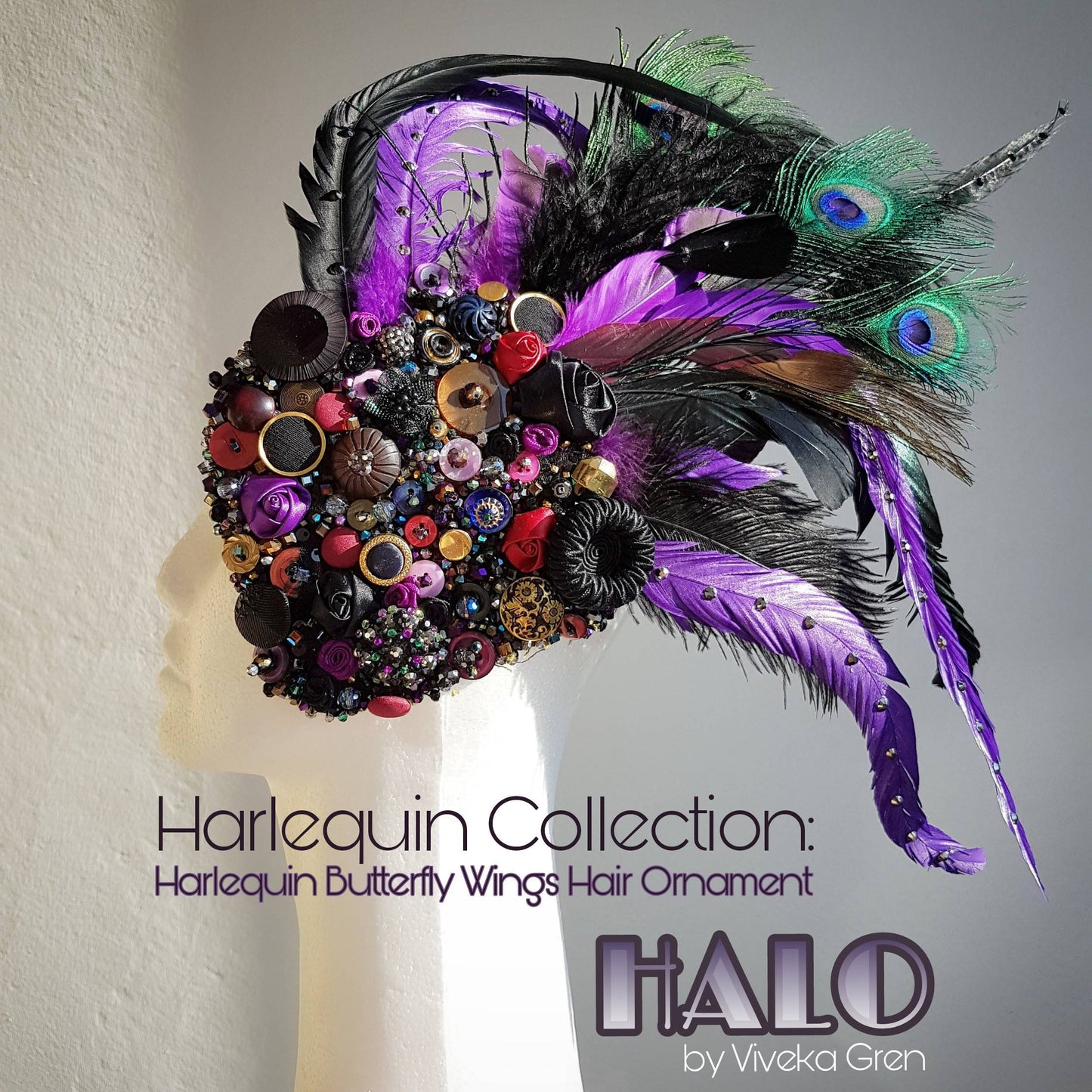 Harlequin Collection: The Harlequin Butterfly Wings hair ornament