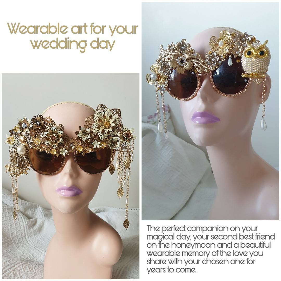 Dreams in Ivory: The Glade of Pearls (bridal) couture sunglasses