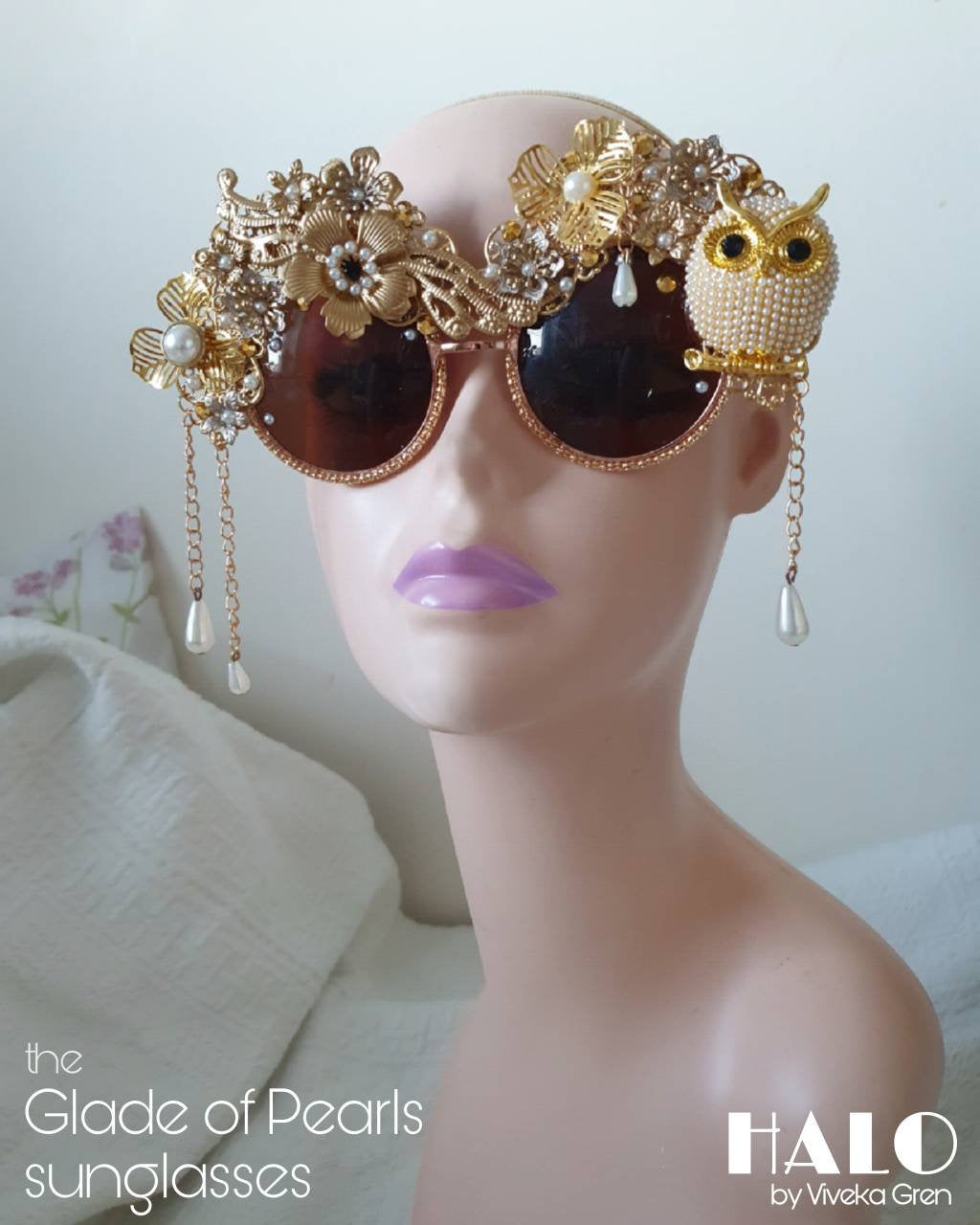 Dreams in Ivory: The Glade of Pearls (bridal) couture sunglasses